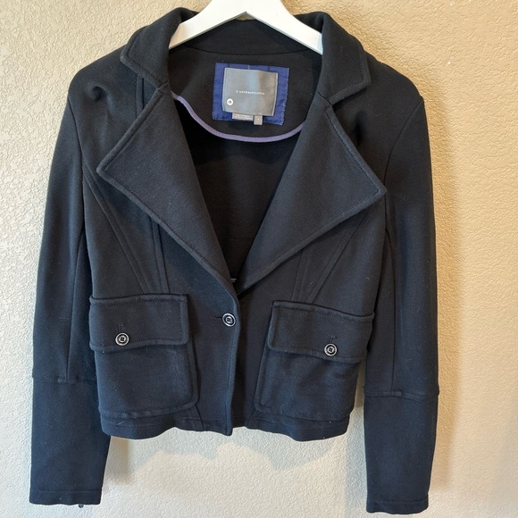 Anthropologie Sylvia Black Blazer with Button Front and Zip Sleeves Size S - Picture 11 of 11